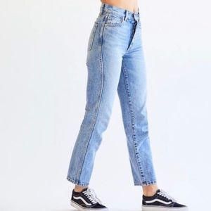 REVICE Button Fly High Waist Wedgie Medium Wash Jeans